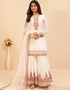 Cream Fox Georgette Sharara Salwar Suit