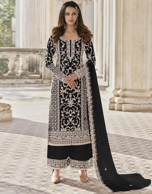Rangoon Green Palazzo style Straight Butterfly Net Salwar Kameez in Cording Embroidery & Lace Work