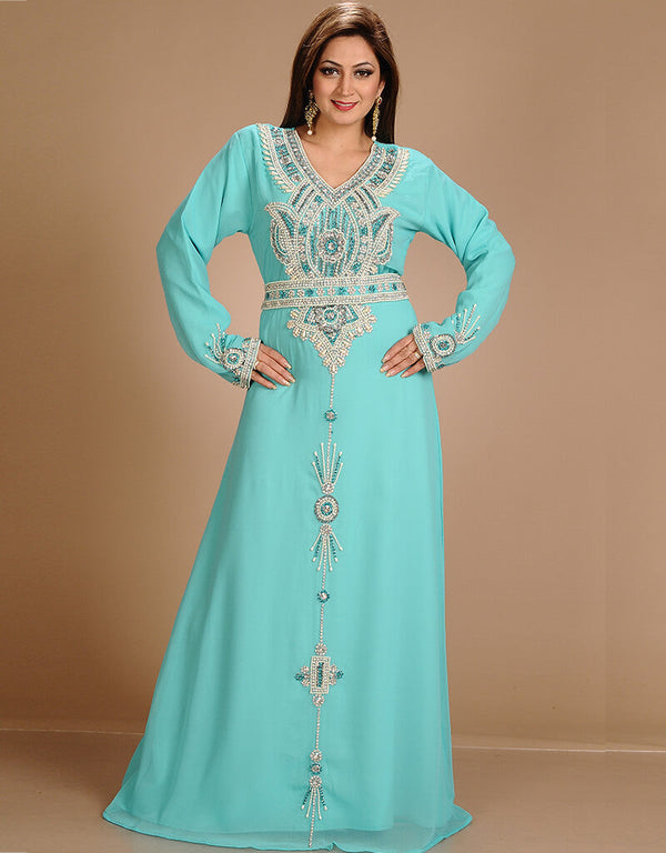 Modern Black Georgette Hand Zari Embroidery Kaftan