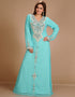 Modern Sky Blue Georgette Hand Embroidery Party Wear Kaftan