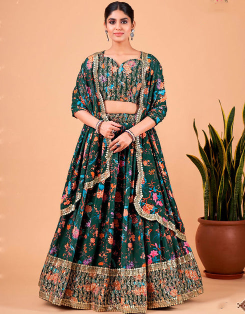 Evergreen Lehenga style Choli Semi-Stitched Designer Lehenga Choli Salwar Kameez in Sequins Embroidery, Zari & Lace Work