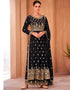 Woodsmoke Palazzo style Anarkali Semi-Stitched Designer Salwar Kameez Salwar Kameez in Sequins Embroidery & Lace Work