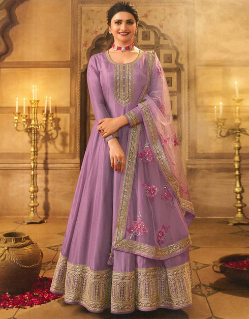 Rosy Finch Pant style Anarkali Semi-Stitched Salwar Kameez Salwar Kameez in Embroidery, Sequins & Lace Work