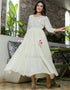 White Latest Designer Party Wear Readymade Gown Closure View