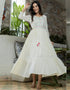 White Latest Designer Party Wear Readymade Gown Back View