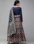 Navy Blue Banarasi Silk Jacquard Lehenga Choli Closure View