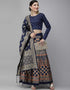 Navy Blue Banarasi Silk Jacquard Lehenga Choli