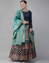 Navy Blue Banarasi Silk Jacquard Lehenga Choli