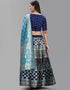 Navy Blue Banarasi Silk Jacquard Lehenga Choli Closure View