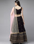 Black Taffeta Satin Lehenga Choli Closure View