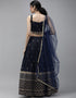 Dark Blue Taffeta Satin Lehenga Choli Closure View