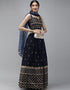 Dark Blue Taffeta Satin Lehenga Choli