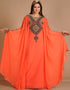 Muslim Orange Georgette Hand Embroidery Party Wear Kaftan