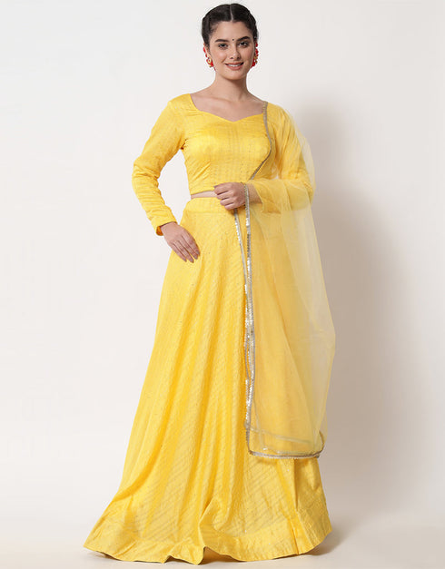 Yellow Cotton Lehenga Choli