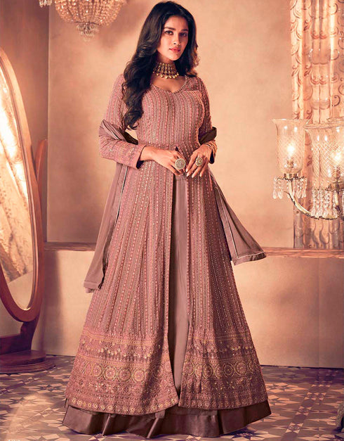 Turkish Rose Pant style Anarkali Semi-Stitched Heavy Designer Salwar Kameez Salwar Kameez in Embroidery, Sequins & Lace Work