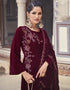 Designer Heavy Designer Embroidery Salwar Suit Dark Sienna Velvet Pant Straight Close-up View