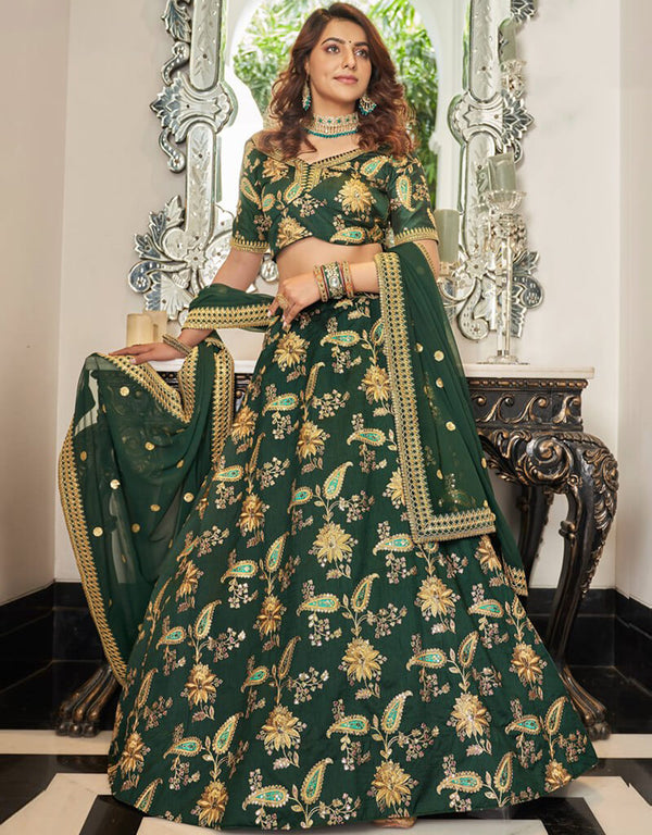 Everglade Lehenga style Choli Semi-Stitched Lehenga Choli Salwar Kameez in Embroidery, Sequins, Dori & Lace Work