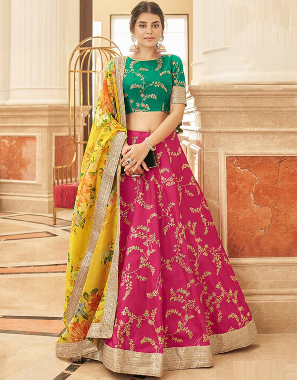 Brick Red Lehenga style Choli Semi-Stitched Lehenga Choli Salwar Kameez in Embroidery, Sequins, Dori & Lace Work