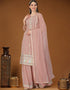 Light Pink Heavy Georgette Lehenga Straight Closure View