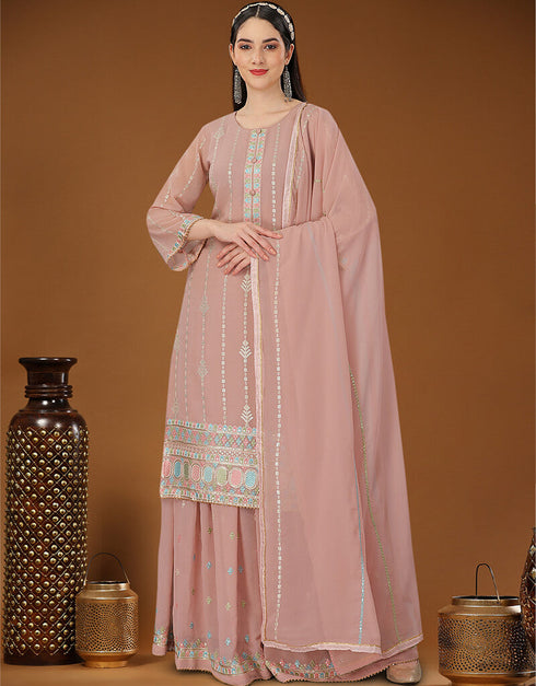 Light Pink Heavy Georgette Lehenga Straight
