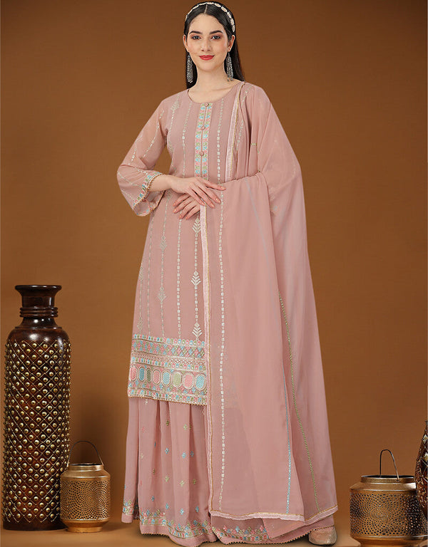 Light Pink Heavy Georgette Lehenga Straight