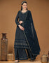 Navy Blue Heavy Georgette Lehenga Straight Closure View