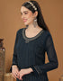 Navy Blue Heavy Georgette Lehenga Straight Salwar Kameez