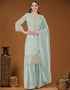 Sky Blue Heavy Georgette Lehenga Straight
