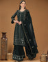 Dark Green Heavy Georgette Lehenga Straight Closure View