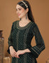 Dark Green Heavy Georgette Lehenga Straight Salwar Kameez