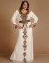 Modest Off White Georgette Hand Embroidery Party Wear Kaftan