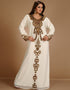 Modest Off White Georgette Hand Embroidery Party Wear Kaftan