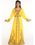 Islamic Yellow Georgette Hand Embroidery Party Wear Kaftan
