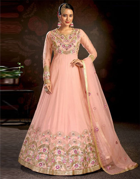 Butterfly Net Light Pink Anarkali Suit Pant Bottom