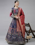 Navy Blue Banarasi Silk Jacquard Lehenga Choli