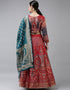Red Banarasi Silk Jacquard Lehenga Choli Closure View