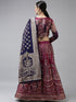 Burgundy Banarasi Silk Jacquard Lehenga Choli Closure View