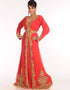 Arabic Red Georgette Hand Zari Embroidery Kaftan