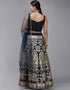 Navy Blue Banarasi Silk Jacquard Lehenga Choli Closure View