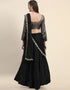 Black Jacquard Lehenga Choli Closure View