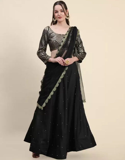 Black Jacquard Lehenga Choli