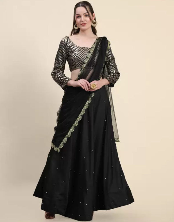 Black Jacquard Lehenga Choli