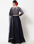 Navy Blue Jacquard Lehenga Choli Closure View