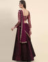 Wine Jacquard Lehenga Choli Closure View