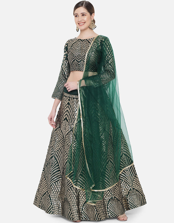 Green Banarasi Silk Jacquard Lehenga Choli
