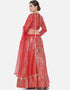 Red Banarasi Silk Jacquard Lehenga Choli Closure View