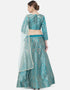 Blue Banarasi Silk Jacquard Lehenga Choli Closure View