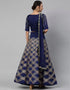 Navy Blue Satin Lehenga Choli Closure View