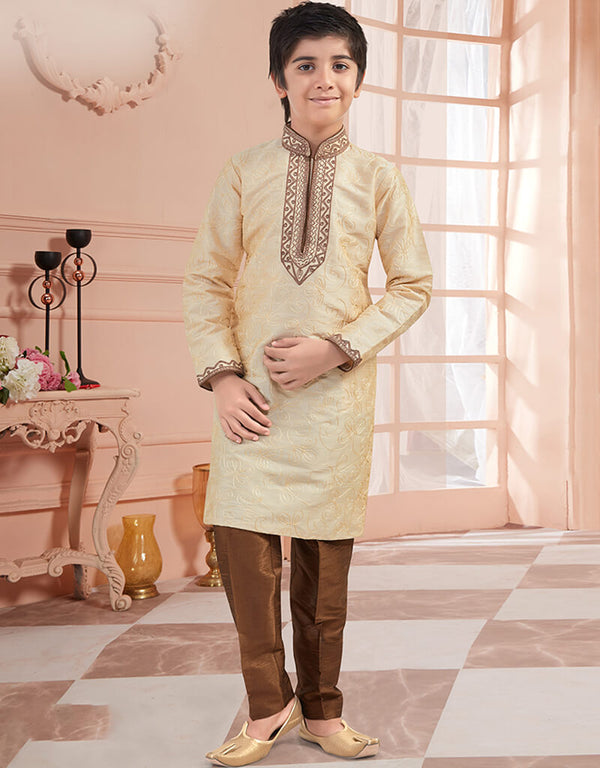 Gold Kurta Pajama Art Silk
