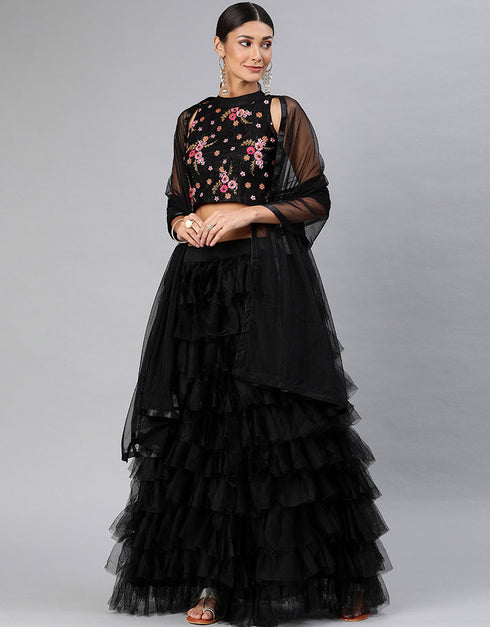 Black Art Silk Lehenga Choli